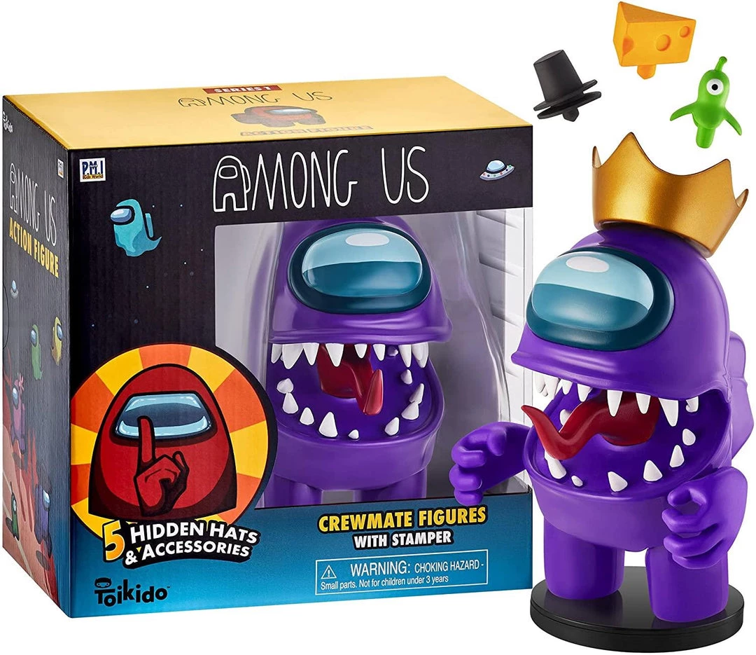 Among Us Stamper Purple Impostor Crown Hat 7" Video Game Character Figure PMI International Action Figures 4 Among Us Stamper Purple Impostor Crown Hat 7" Video Game Character Figure PMI International Action Figures