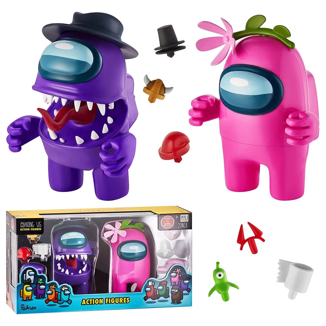 Action Figures Among Us Stamper Crewmate Purple Impostor Pink Flower Hat 7" Figure Set PMI International 3 Action Figures Among Us Stamper Crewmate Purple Impostor Pink Flower Hat 7" Figure Set PMI International