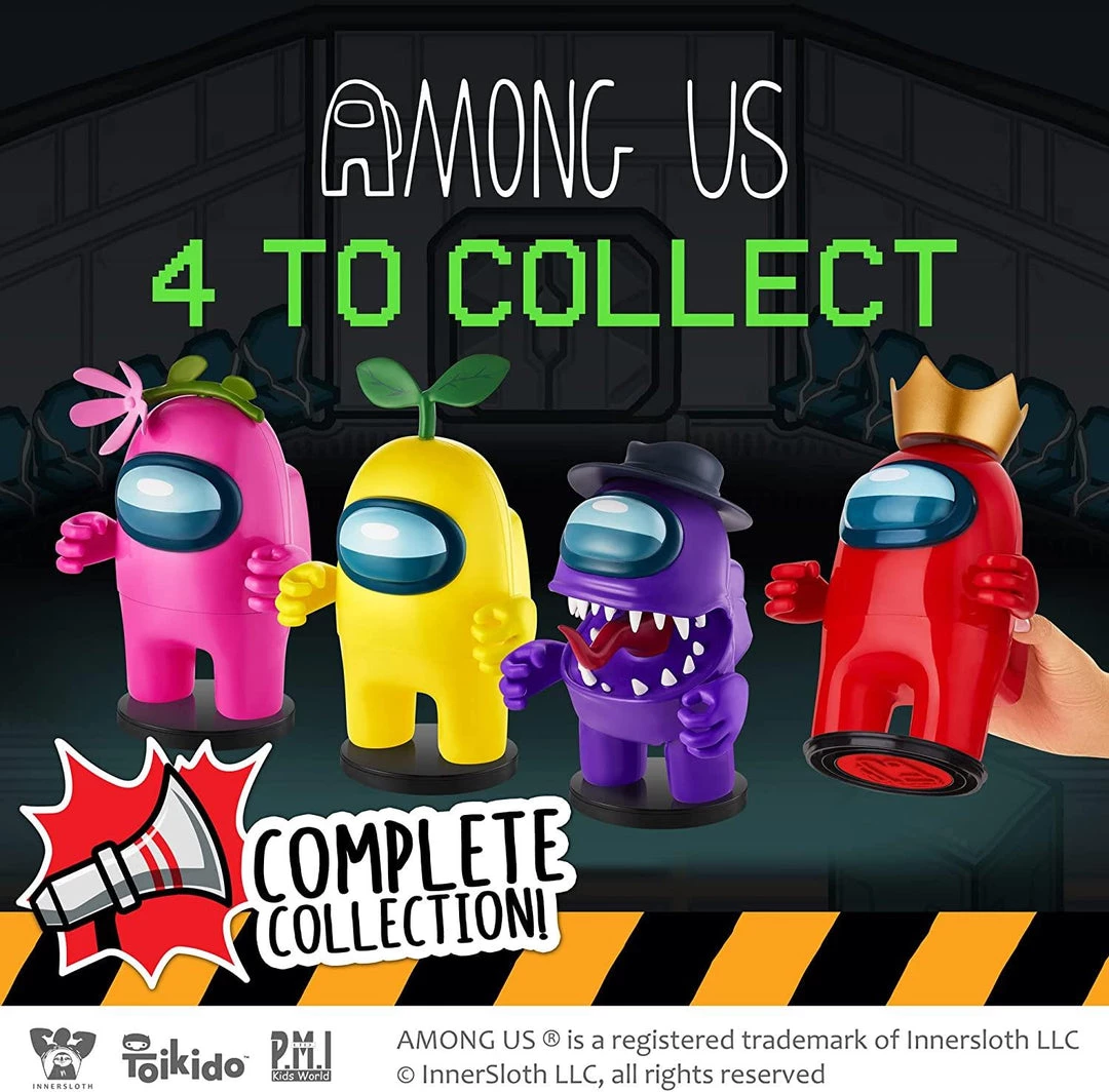 Action Figures Among Us Stamper Crewmate Purple Impostor Pink Flower Hat 7" Figure Set PMI International 7 Action Figures Among Us Stamper Crewmate Purple Impostor Pink Flower Hat 7" Figure Set PMI International