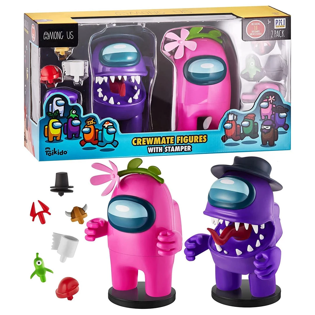Action Figures Among Us Stamper Crewmate Purple Impostor Pink Flower Hat 7" Figure Set PMI International 4 Action Figures Among Us Stamper Crewmate Purple Impostor Pink Flower Hat 7" Figure Set PMI International