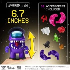 Action Figures Among Us Stamper Crewmate Purple Impostor Pink Flower Hat 7" Figure Set PMI International 17 Action Figures Among Us Stamper Crewmate Purple Impostor Pink Flower Hat 7