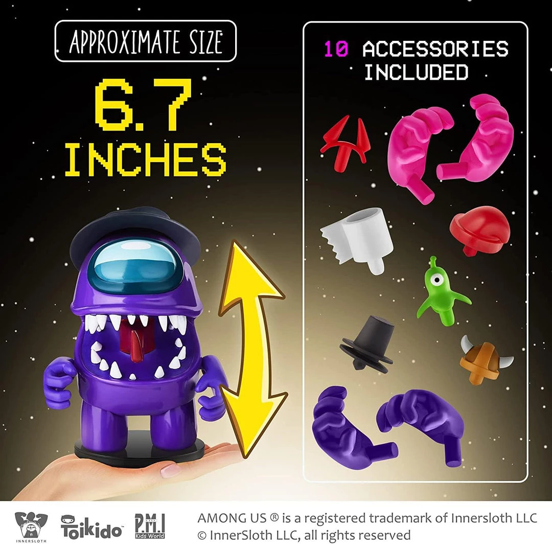 Action Figures Among Us Stamper Crewmate Purple Impostor Pink Flower Hat 7" Figure Set PMI International 10 Action Figures Among Us Stamper Crewmate Purple Impostor Pink Flower Hat 7" Figure Set PMI International