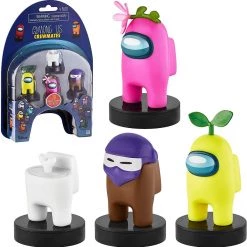 Among Us Crewmates Stamps 4pk Pink Dead Body Brown Yellow Character Figure Set PMI International Action Figures