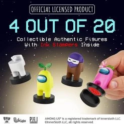Among Us Crewmates Stamps 4pk Pink Dead Body Brown Yellow Character Figure Set PMI International Action Figures
