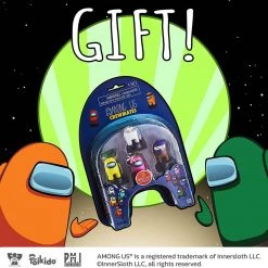 Among Us Crewmates Stamps 4pk Pink Dead Body Brown Yellow Character Figure Set PMI International Action Figures