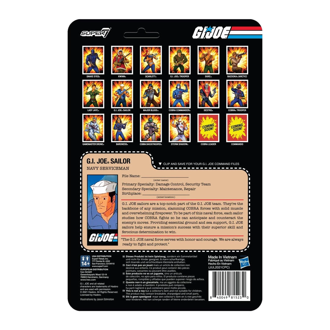 G.I. Joe Sailor Blueshirt Clean-Shaven Tan Navy Wave 2 Retro TV Figure Super7 5 G.I. Joe Sailor Blueshirt Clean-Shaven Tan Navy Wave 2 Retro TV Figure Super7