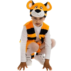 5 O'Reet Bengal Tiger Animal Boys Plush Costume Dress-Up Play Kids - Small