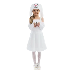 5 O'Reet Costumes White Bunny Hoppy Girls Plush Animal Costume Dress-Up Play Kids - Small