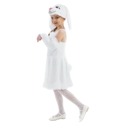 5 O'Reet Costumes White Bunny Hoppy Girls Plush Animal Costume Dress-Up Play Kids - Small