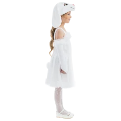 5 O'Reet Costumes White Bunny Hoppy Girls Plush Animal Costume Dress-Up Play Kids - Small