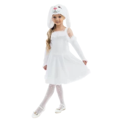 5 O'Reet Costumes White Bunny Hoppy Girls Plush Animal Costume Dress-Up Play Kids - Small