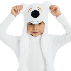 5 O'Reet Costumes White Polar Bear Plush Headpiece Kids Costume Dress-Up Play Accessory Hat Animal